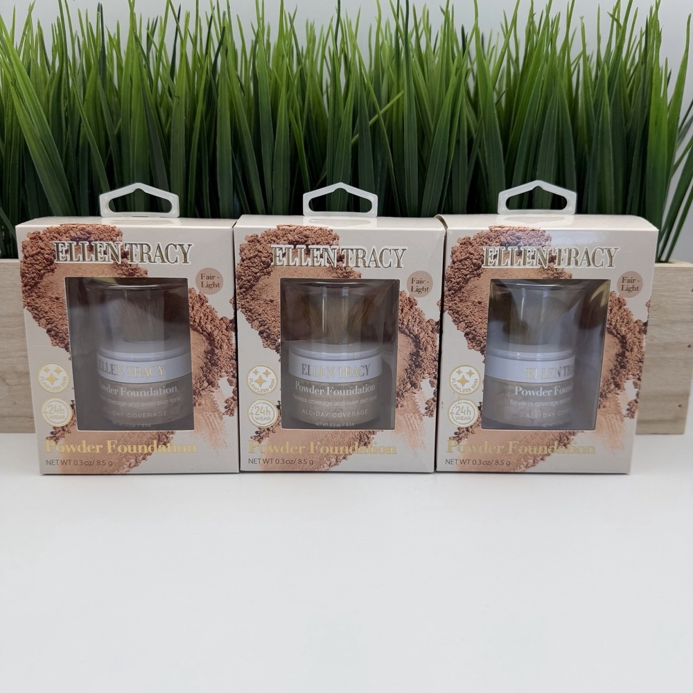 (3) Ellen Tracy Loose Powder Foundation With Brush Fair - Light